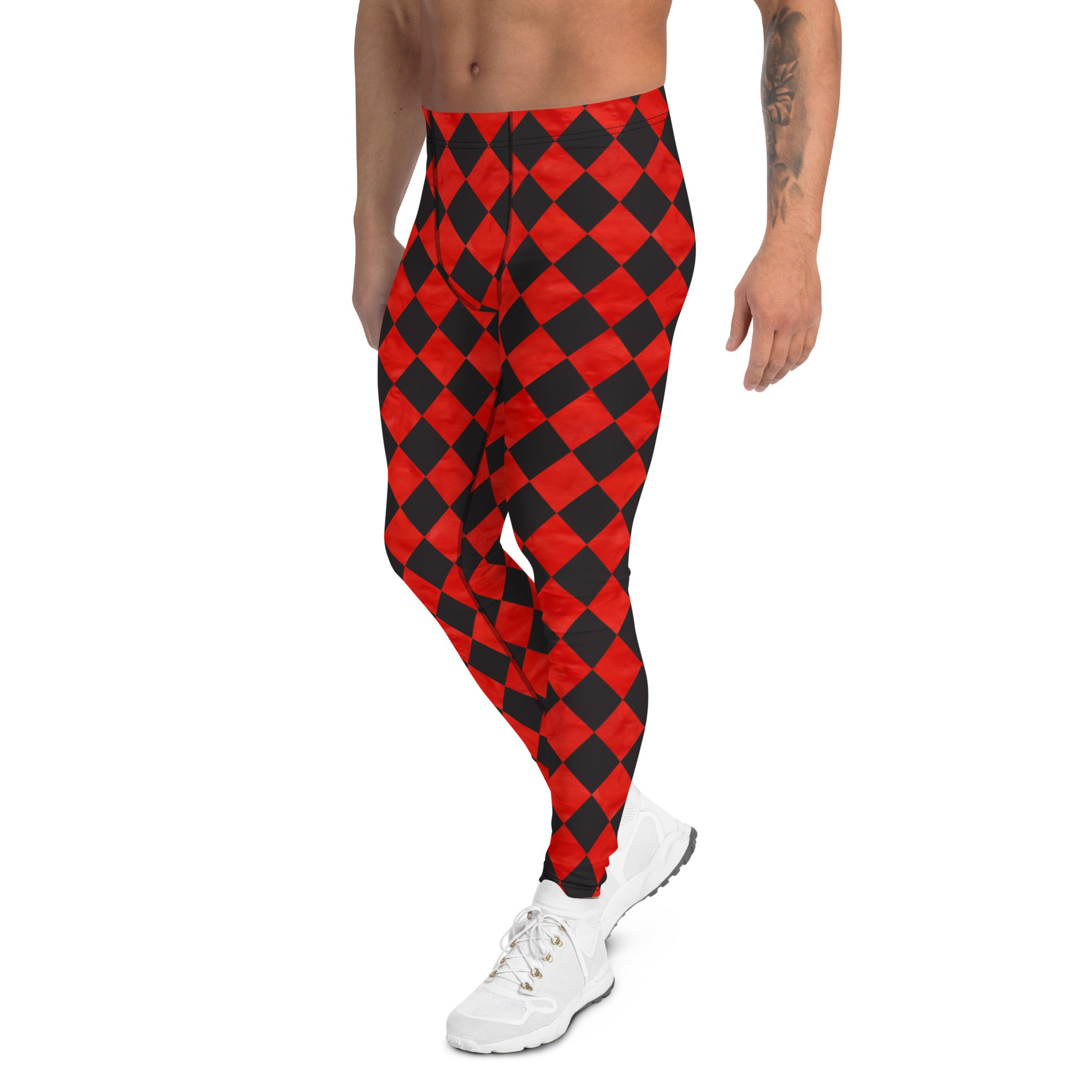 Checkered Print Leggings for Men